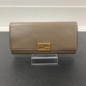 Fendi Continental Wallet Taupe with Gold Hardware (JB1433)